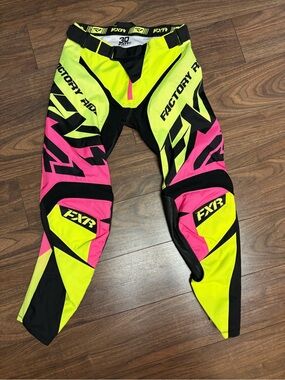 FXR Neon Yellow & Pink Factory Ride MX Pants